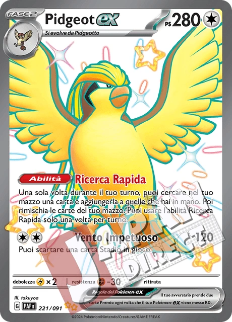 (PAF 221/091) Pidgeot-ex  Ultrarara Shiny Full Art